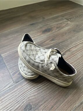 women Western Ariat Cruiser Slip-On Lace Canvas Shoes Logo Print Casual Comfort
